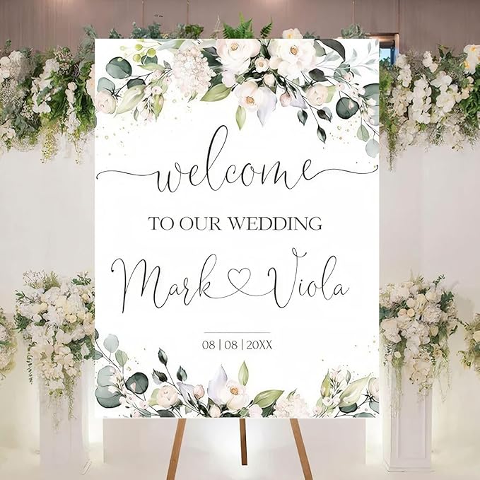 Personalized Welcome To Our Wedding Sign, Wedding Decorations, Flowers Wedding - Image 3
