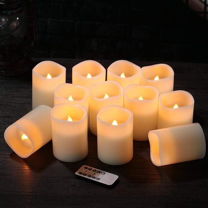 Flameless Candles Battery Operated Candles Set of 12 Pillar Real Wax Led Candles - Image 4