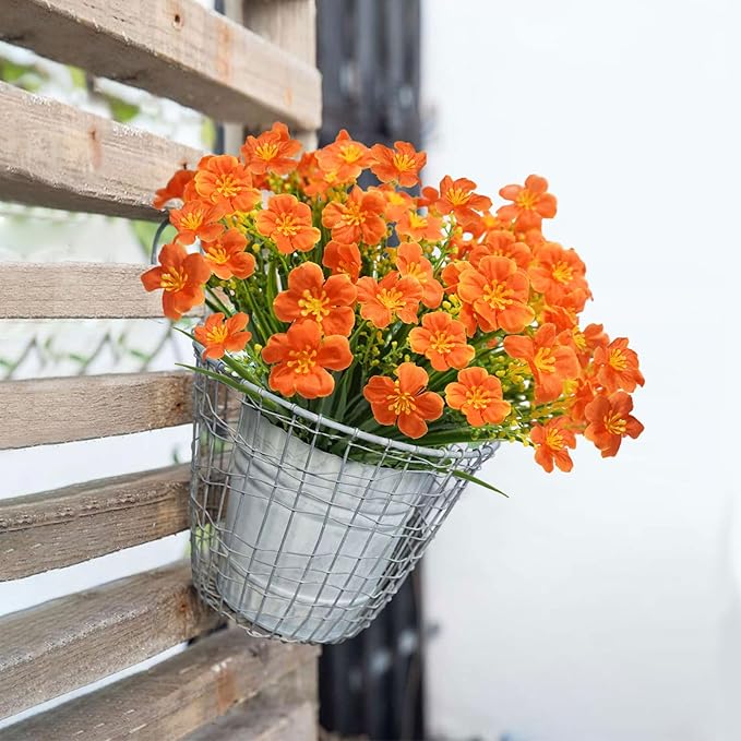 16 Pcs Artificial Fall Flowers for Outdoors, UV Resistant Outdoor Fall Fake - Image 7