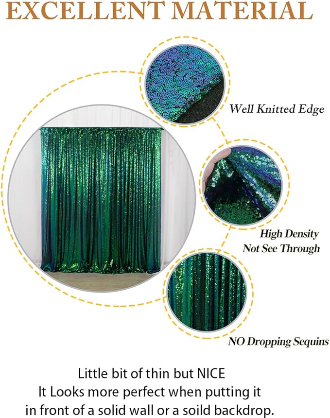 ShinyBeauty 4x8 FT Sequin Fabric Backdrop Iridescent Green - Image 7