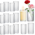 16 Pack Ribbed Glass Cylinder Vases 5.5, 6 Inch Tall Clear Flower Vase by Homjoy