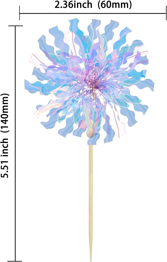 Ephlyn 30Pcs Foil Firework Cupcake Toppers Party Birthday Cake Toppers Supplies - Image 2