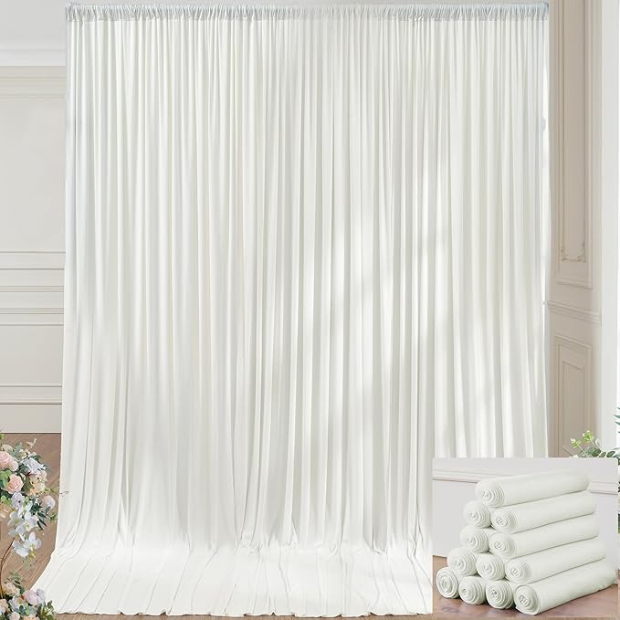 60×14ft Wrinkle Free Ivory Backdrop Curtain, Soft Silky Easy to Drape Cream by ENJOYYOURPARTY