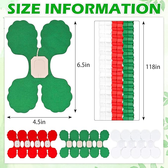 12Pcs Red White and Green Party Decorations, Hanging Paper Streamers Garland - Image 2