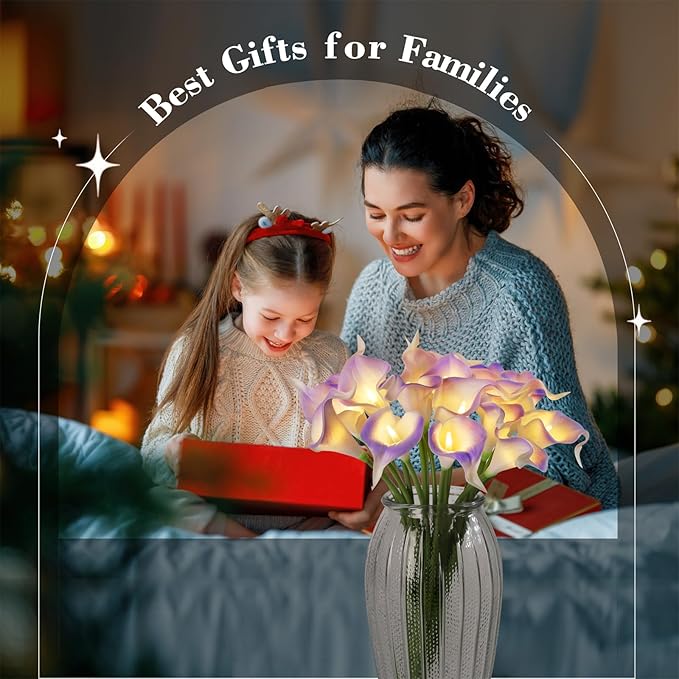 20pcs Artificial Calla Lily Bouquet Lamp Faux Floarl Night Light Real Touch - Image 7