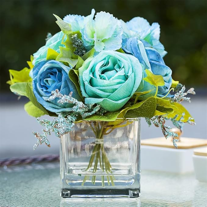EnovaFloral Cube Glass Vase, 5x5 Inch Square Glass Vase - Image 3