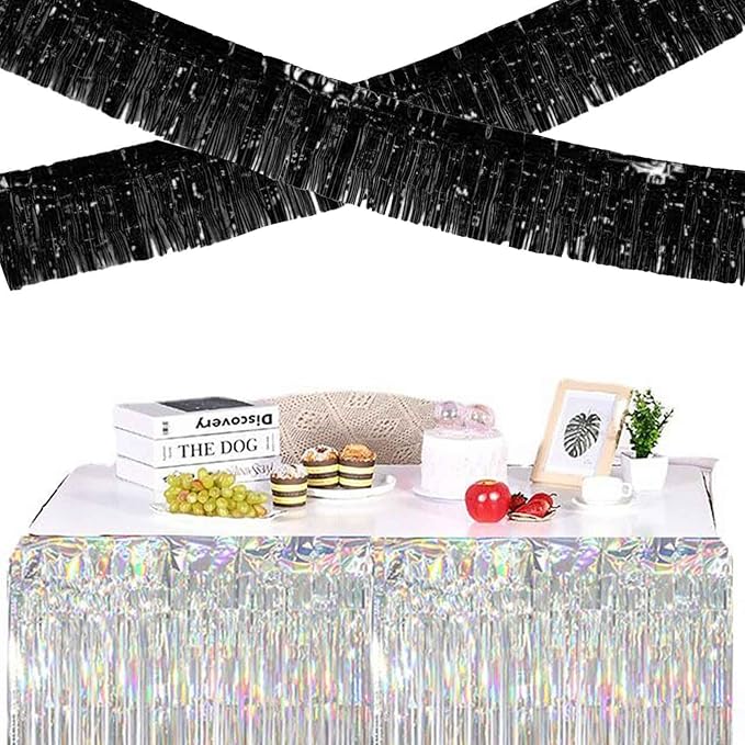 We Moment 6 Pack 10 Feet Black Foil Fringe Garland Streamers Metallic Tinsel - Image 3