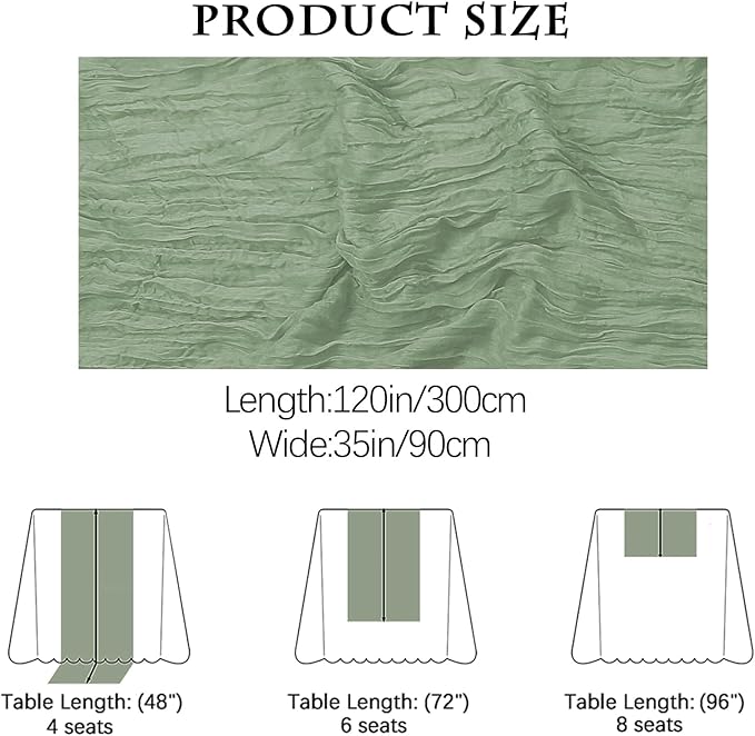 16PCS Sage Green Cheesecloth Boho Gauze Table Runner - Image 2
