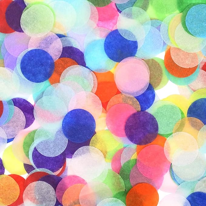 RYKOMO 10000 Pieces 1 Inch Round Tissue Paper Confetti, 3.5oz Multicolor Table by RYKOMO