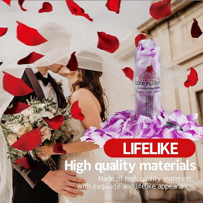 CODE FLORIST 1100 PCS Purple-White Silk Rose Petals - Image 6