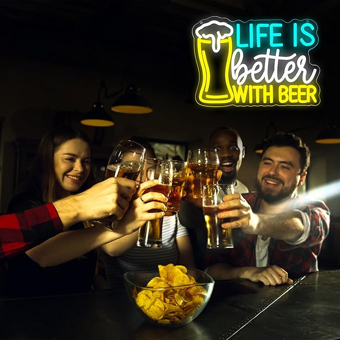 Beer Neon Sign for Wall Decor Bar LED Sign Beer Neon Light for Man Cave Bedroom - Image 4