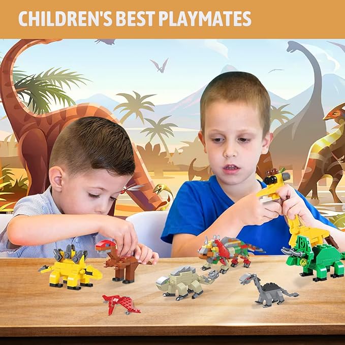 Mini Building Block Sets, 12 Pack Dinosaur Toys Building Blocks, 6 in 1 STEM - Image 4