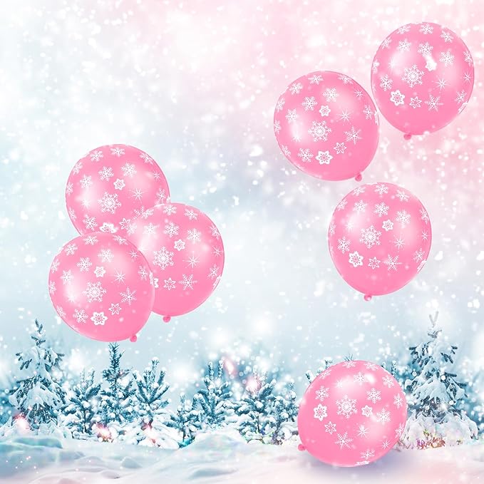 Skylety 40 Pieces Snowflake Balloons Bulk Winter Transparent Snowflake Latex - Image 6