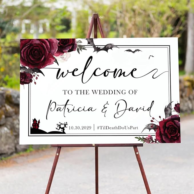 Wedding Sign Halloween Wedding, Welcome To Our Wedding Sign, Til Death Do Us - Image 3