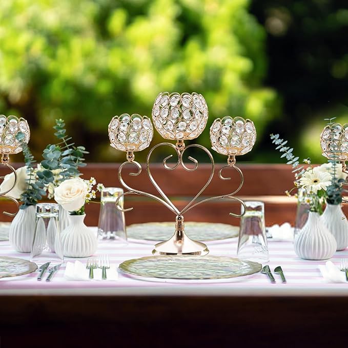 2 Pcs 3-Arm Heart Tea Light Candle Holder - Image 6