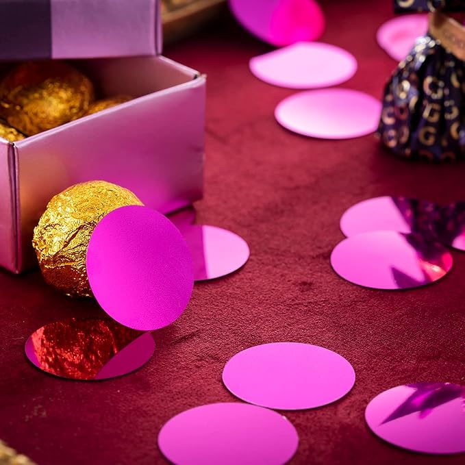 Hot Pink Table Confetti Party Decorations Metallic Circle Dot Confetti - Image 3