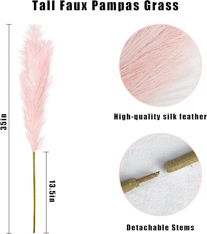 35" Pink Faux Pampas Grass Decor - Image 5