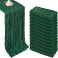 12 Pack Emerald Green Cheesecloth Christmas Table Runner 10ft Boho Gauze Fabric by Pepmily