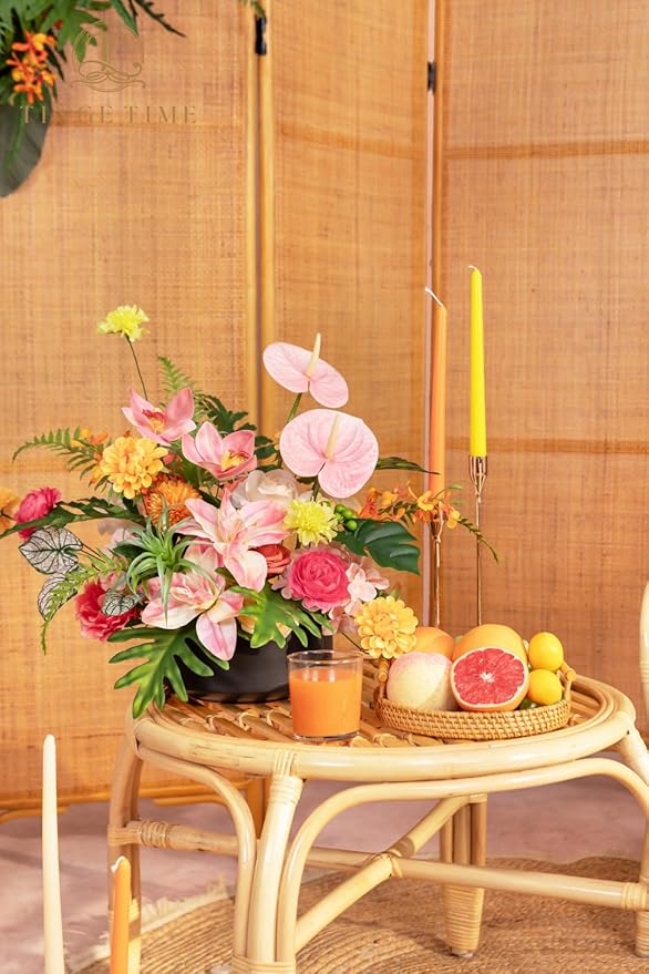 TINGE TIME Artificial Flowers Tropical Citrus & Pink Flower Combo - Image 7