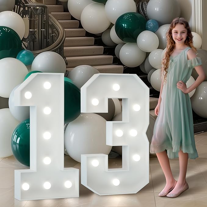Marquee Numbers 3 Feet Tall Big Light Up Numbers 13th Happy Birthday by Letsmakeitimpressive