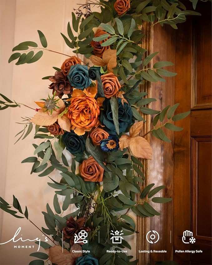Ling's Moment Flower Garland - 6FT Eucalyptus & Rose - Sweetheart Table Decor - Image 3
