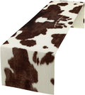 Cow Skin Print Table Runner, Safari Wildlife Brown Country Farm Cowhide Pattern by ShiTingYu