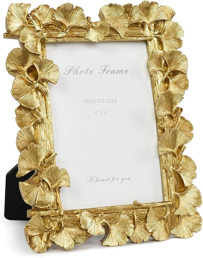 Cuspin Gold Picture Frame 4x6 Vintage Gold Frames, Ornate Leaf Textured by Cuspin
