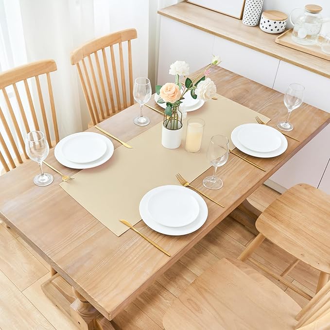 2 Pack Beige Small Short Table Runner 12 x 36 Inch Solid Color Runners Coffee - Image 2