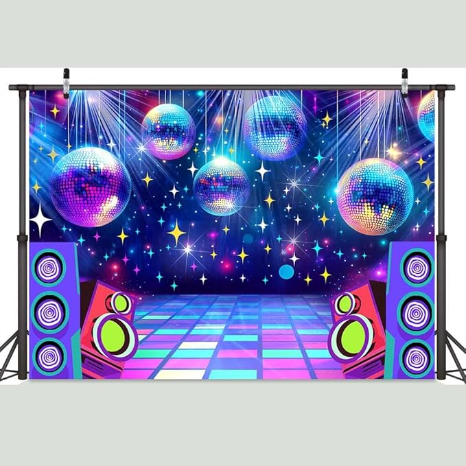 Dance Party Backdrop Retro 70s 80s 90s Theme Glitter Stage Dance Ball - Image 3