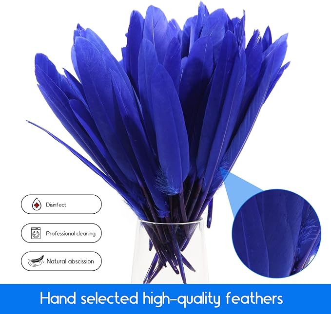 FeelfunFeather 120pcs Blue Goose Cochettes Feather Natural Bulk 4-6 inch 10-15cm - Image 6