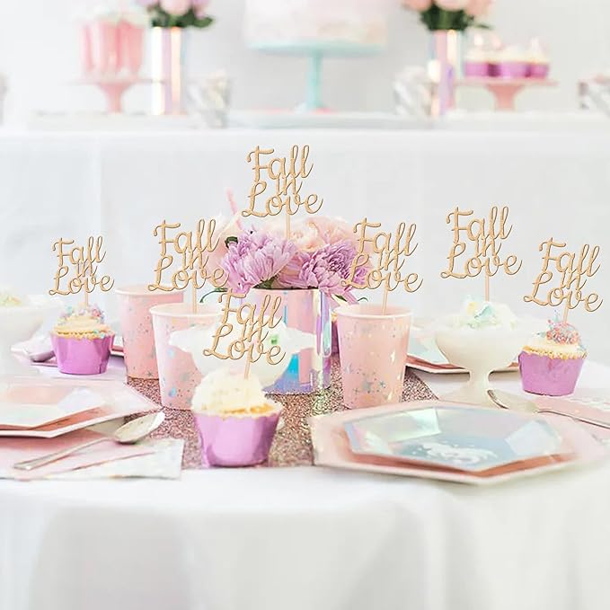 24 PCS Fall in Love Cupcake Toppers Glitter Fall Theme Bridal Shower Cupcake - Image 5