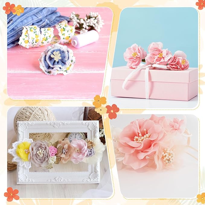 600-Pack Flower Stamens for Crafts, 5mm Double Heads Artificial Pearl Floral - Image 5