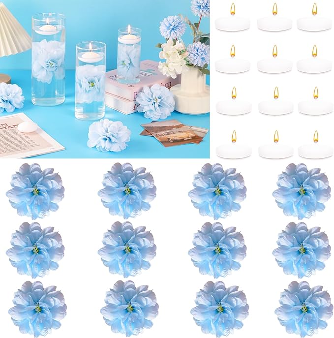 24 Pcs Floating Candles for Centerpieces and Floating Flowers Vase Fillers for by Unknown