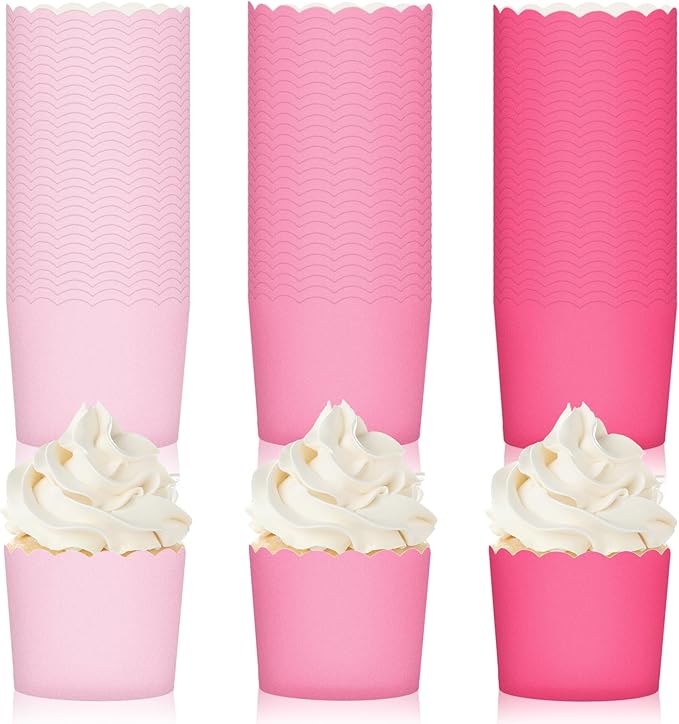 Whaline 120Pcs Pink Paper Baking Cups Scalloped Edge Cupcake Wrappers Gradient by Whaline