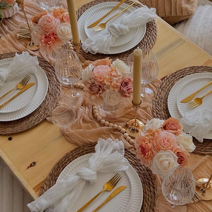 6 Pack Champagne Cheesecloth Table Runners Fall Thanksgiving Cheese Cloth Table - Image 9