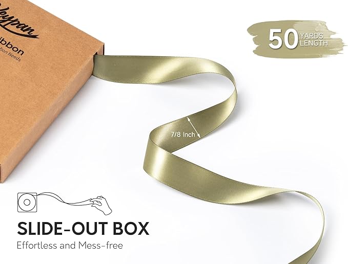 Sage Green Satin Ribbon 7/8 Inch x 50 Yards Double-Faced Ribbons - Image 2