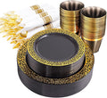 NOCCUR 210pcs Black and Gold Dinnerware Set by NOCCUR