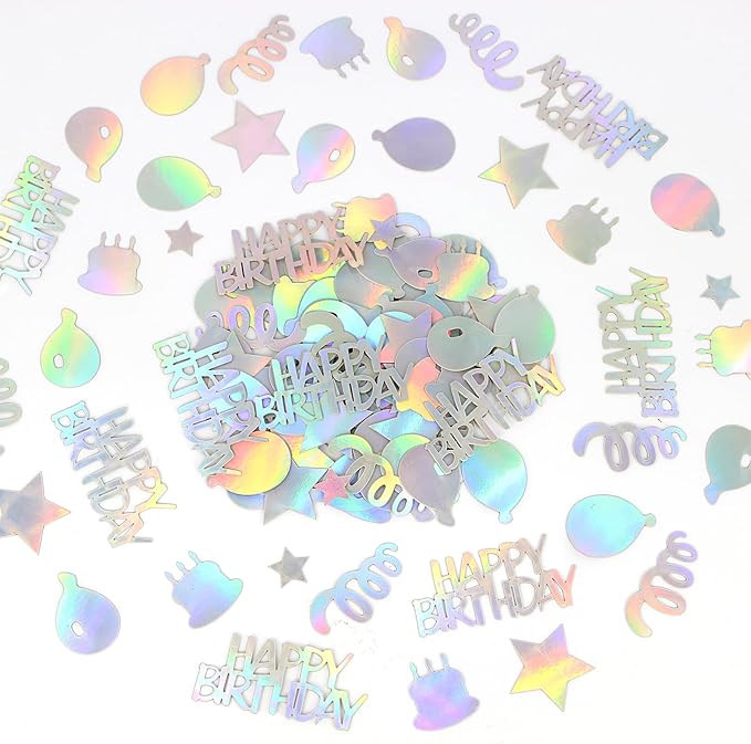 Happy Birthday Confetti for Table Iridescent Balloon Star Shaped Table Scatter - Image 6