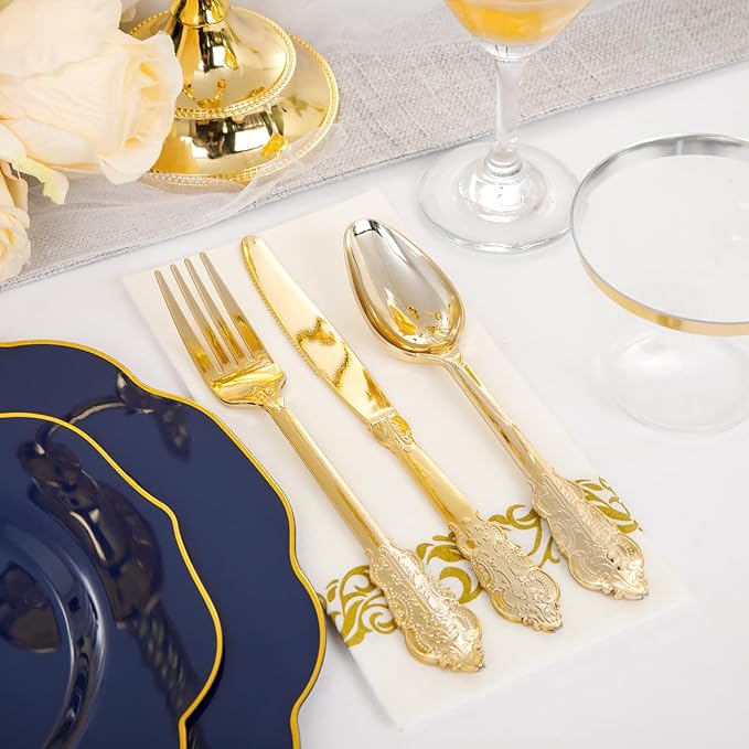 NOCCUR 175PCS Blue Plastic Plates - Image 6