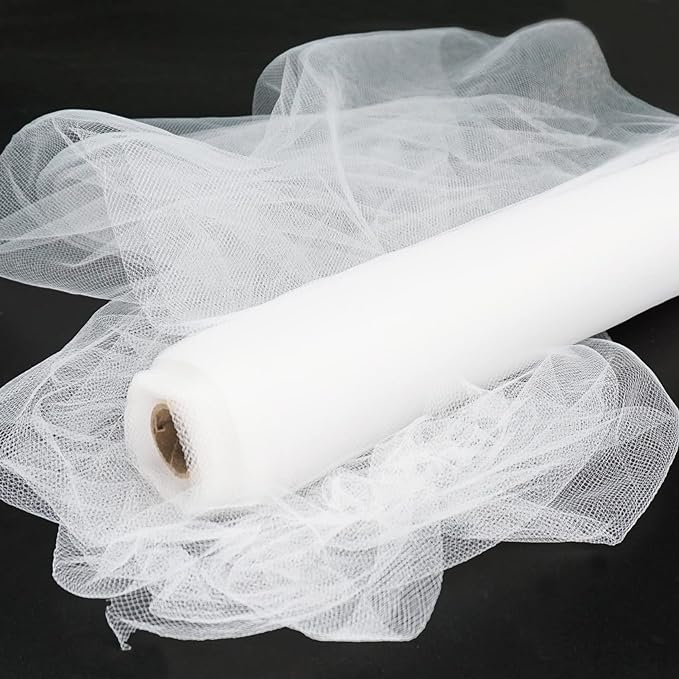 White Tulle Fabric Rolls, 54 Inch by 10 Yards Tulle Ribbon by AblemeDeco