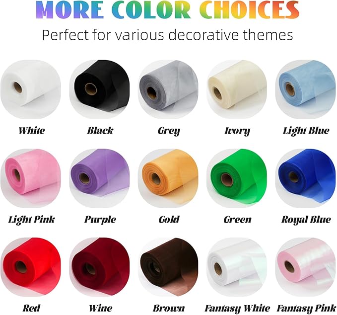 Crystal Organza Fabric Tulle 11 Inch by 50 Yards Sheer Tulle Rolls - Image 6