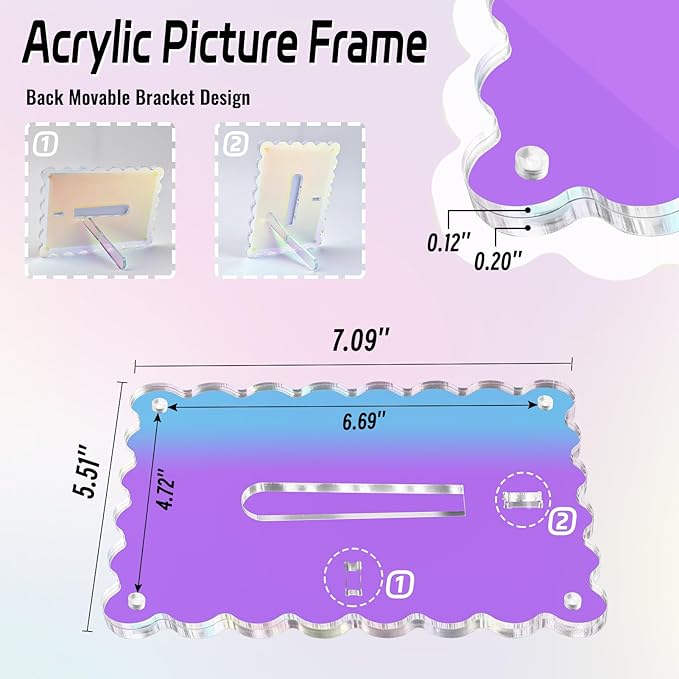 Acrylic Picture Frames 3 Pack 4x6 inch Scalloped Iridescent - Image 2