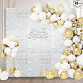 24PCS White Shimmer Wall Backdrop, Square Sequin Photo Backdrops Panel by ZEBMOON