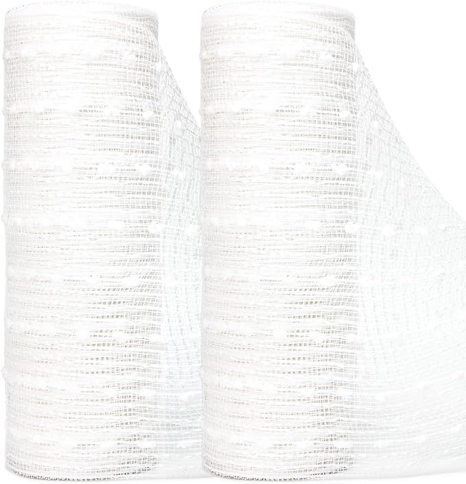 Ribbli Snowball White Mesh Ribbon-2 Rolls, 10 Inch x 30 ft Each, Cotton Snowball by Ribbli