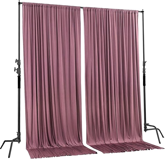 AK TRADING CO. 10 feet x 10 feet Dusty Rose Polyester Backdrop Drapes Curtains - Image 2