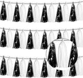 3P Black White Foil Fringe Tassel Banner Metallic Tinsel Streamer Garland Wall by Xuuf