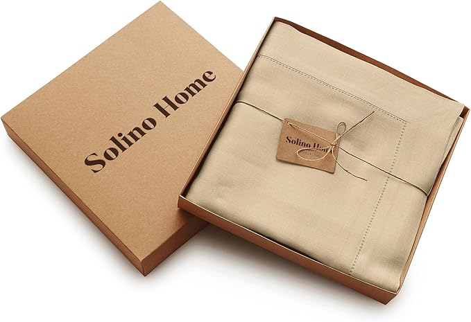 Solino Home Linen Beige Tablecloth 60 x 90 Inch - Image 4