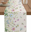 Vintage Wildflowers Cotton Linen Table Runner by Unknown