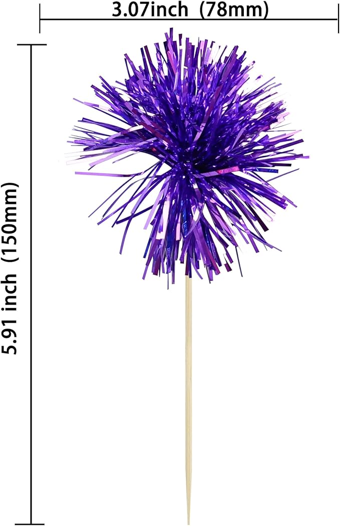 Ephlyn 30Pcs Foil Firework Cupcake Toppers Party Birthday Cake Toppers Supplies - Image 2