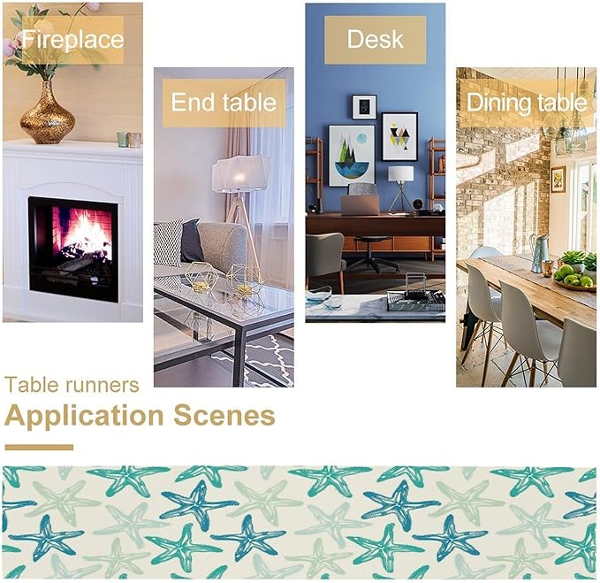 Starfish Plaid Table Flag Green Plaid and Marine Life Starfish Kitchen Table - Image 5